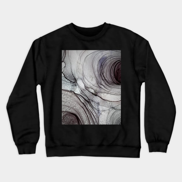 Black and Gray Abstract Rose Crewneck Sweatshirt by MyAbstractInk
